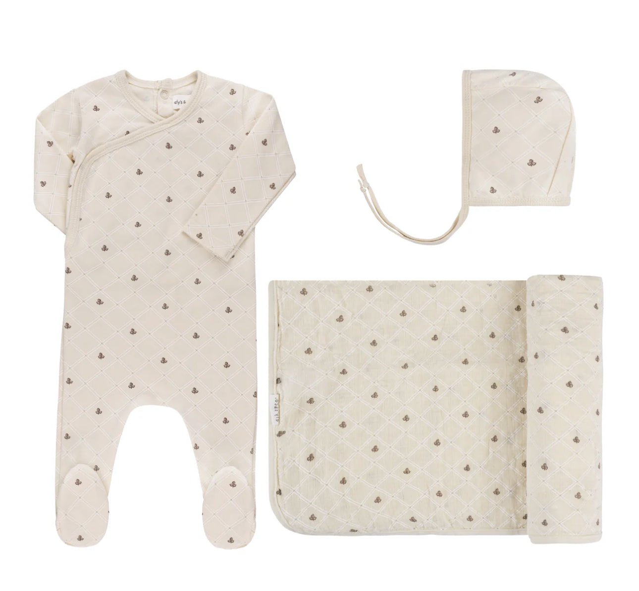 Ely’s & Co. Jersey Cotton Floral Grid Collection Layette Set - Blissful Bundlz