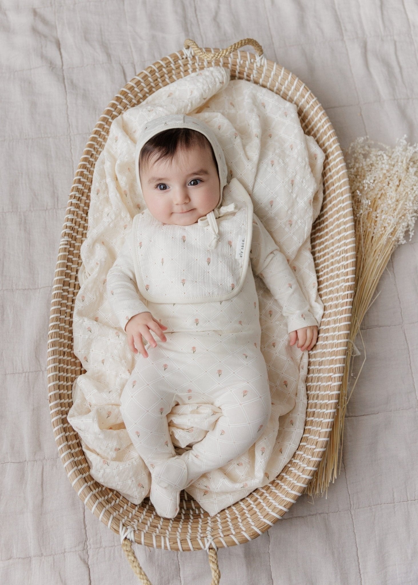 Ely’s & Co. Jersey Cotton Floral Grid Collection Layette Set - Blissful Bundlz