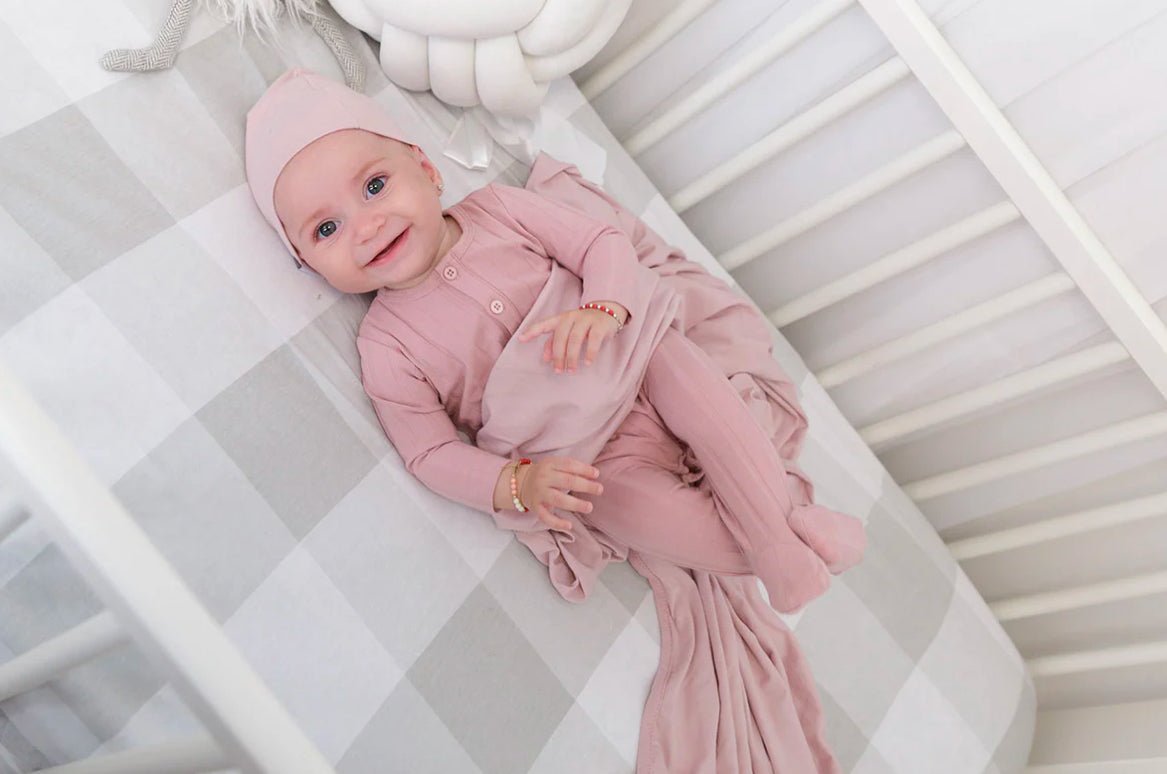 Elys & Co. Jersey Swaddle & Beanie Gift Set - Mauve Lavender - Blissful Bundlz