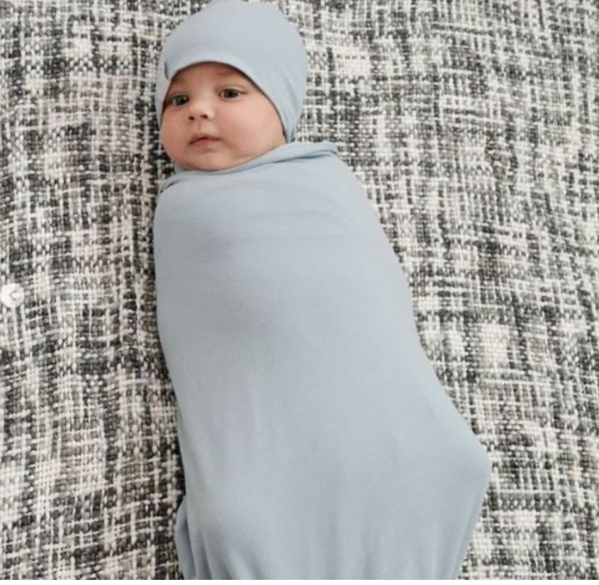 Elys & Co. Jersey Swaddle & Beanie Gift Set - Misty Blue - Blissful Bundlz