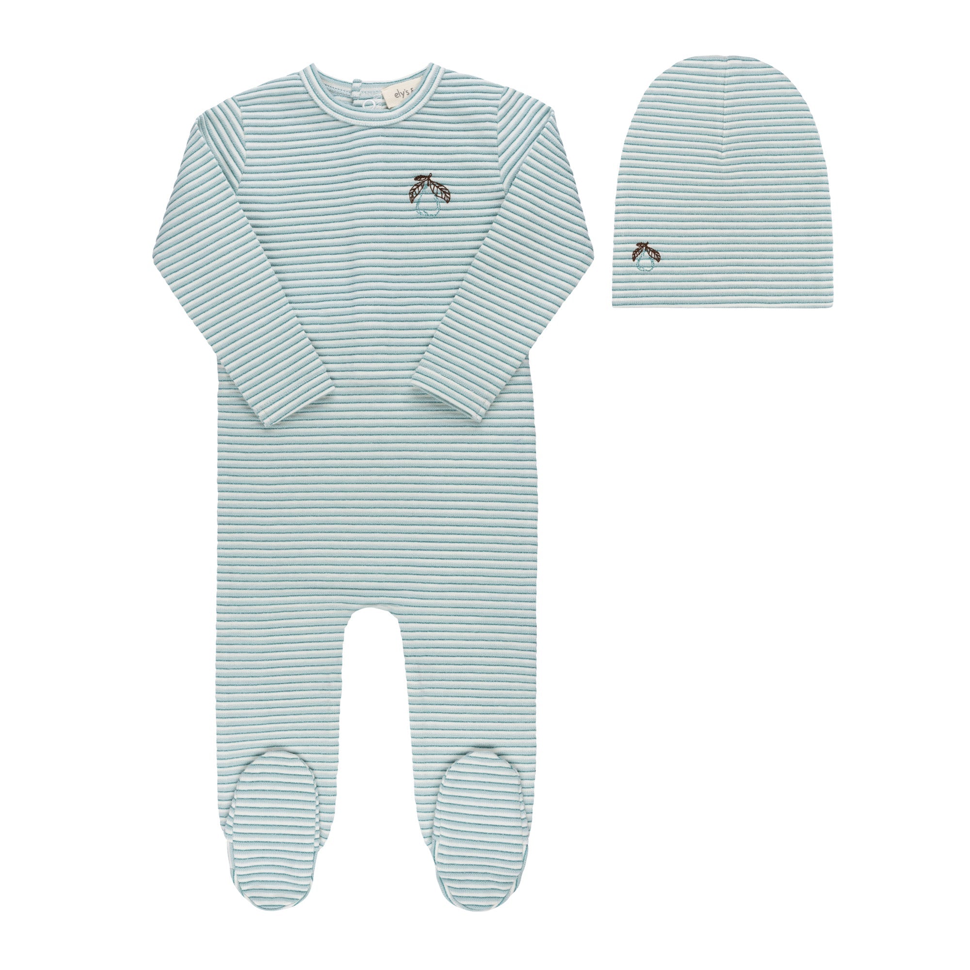 Ely’s & Co. Metallic Stripe Collection Footie & Beanie - Blue - Blissful Bundlz