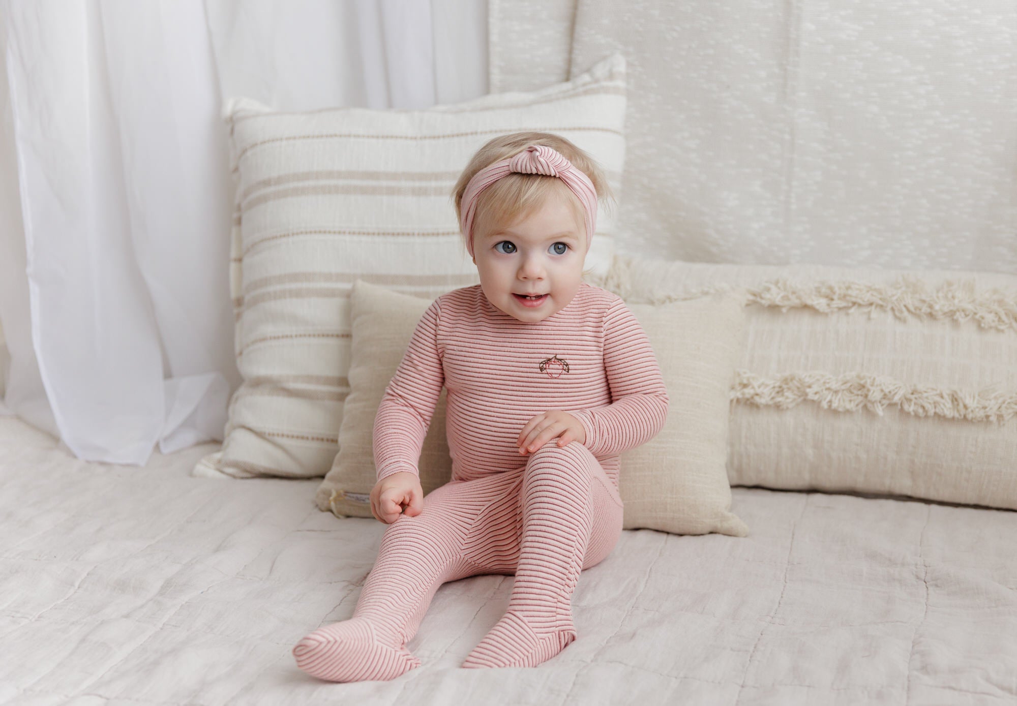 Ely’s & Co. Metallic Stripe Collection Footie & Beanie - Pink - Blissful Bundlz