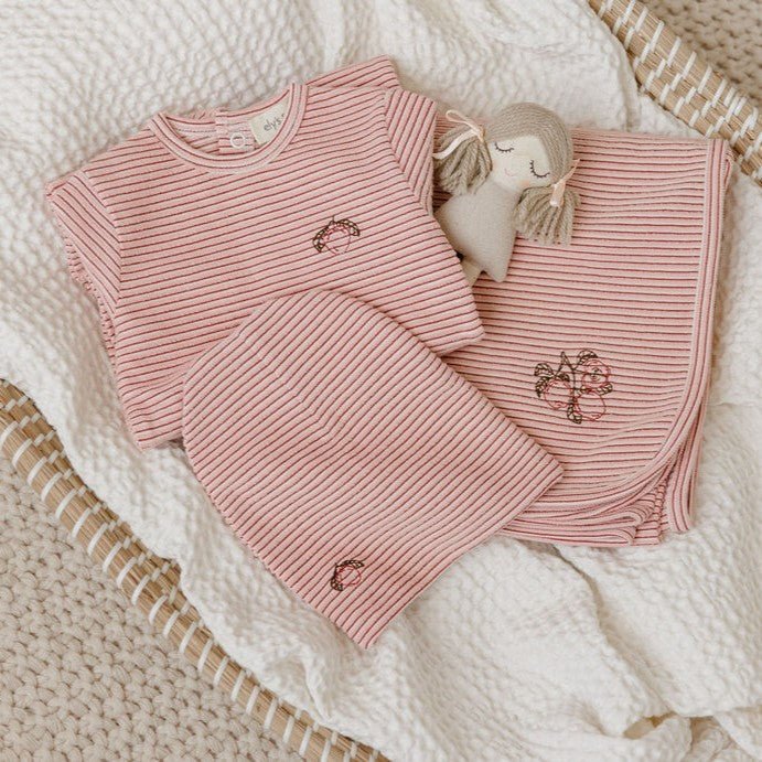 Ely’s & Co. Metallic Stripe Collection Footie & Beanie - Pink - Blissful Bundlz