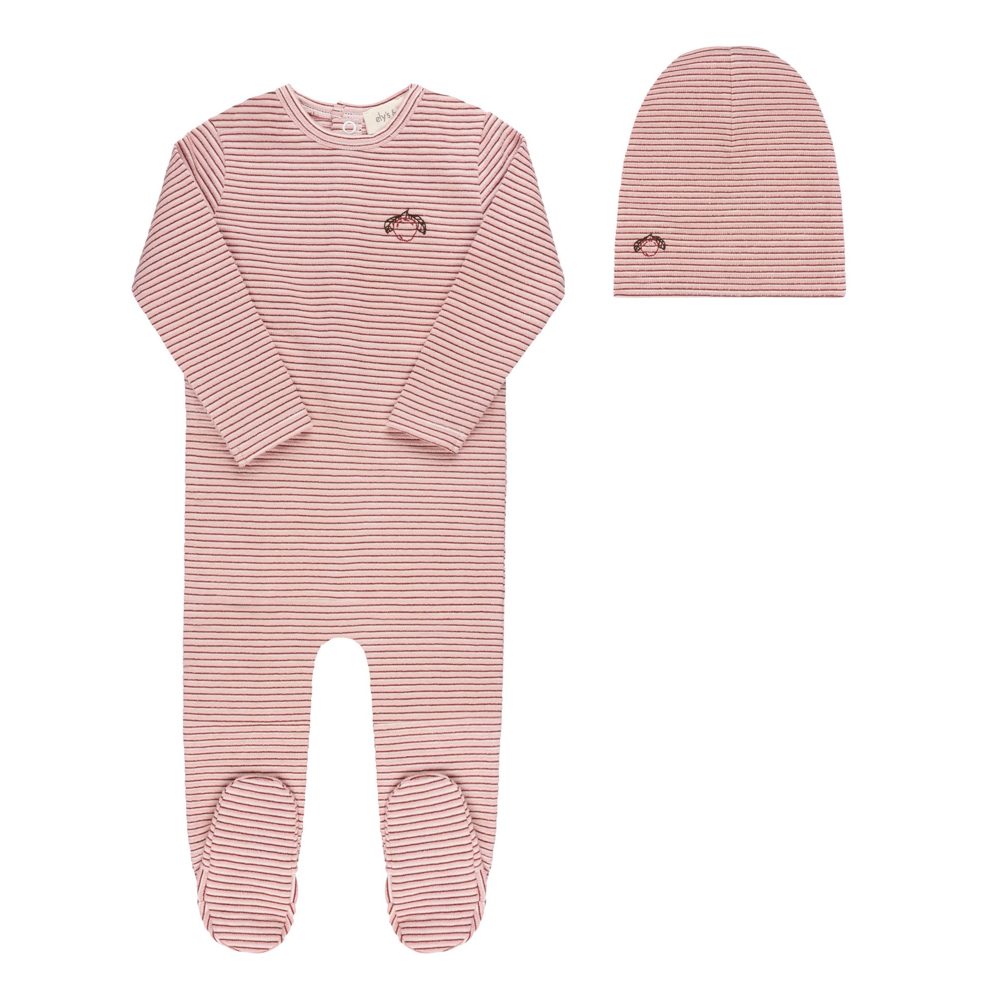 Ely’s & Co. Metallic Stripe Collection Footie & Beanie - Pink - Blissful Bundlz