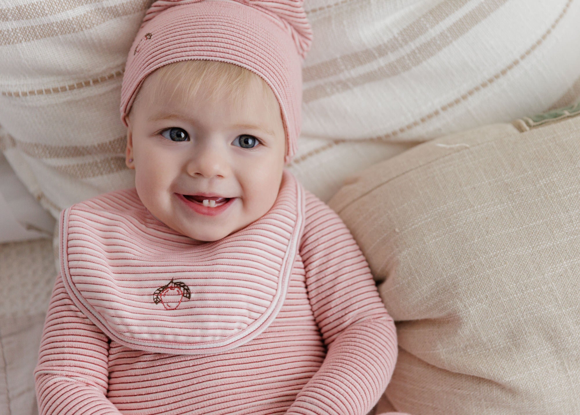 Ely’s & Co. Metallic Stripe Collection Footie & Beanie - Pink - Blissful Bundlz