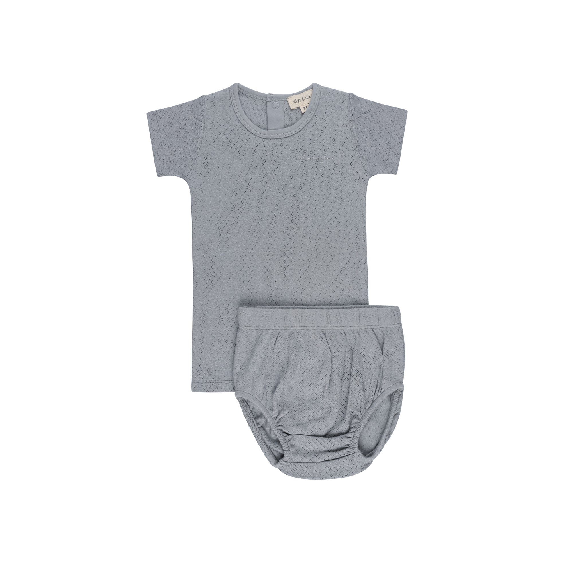 Ely’s & Co. Organic Amore Pointelle Collection - Blue/Silver Bloomer Set - Blissful Bundlz