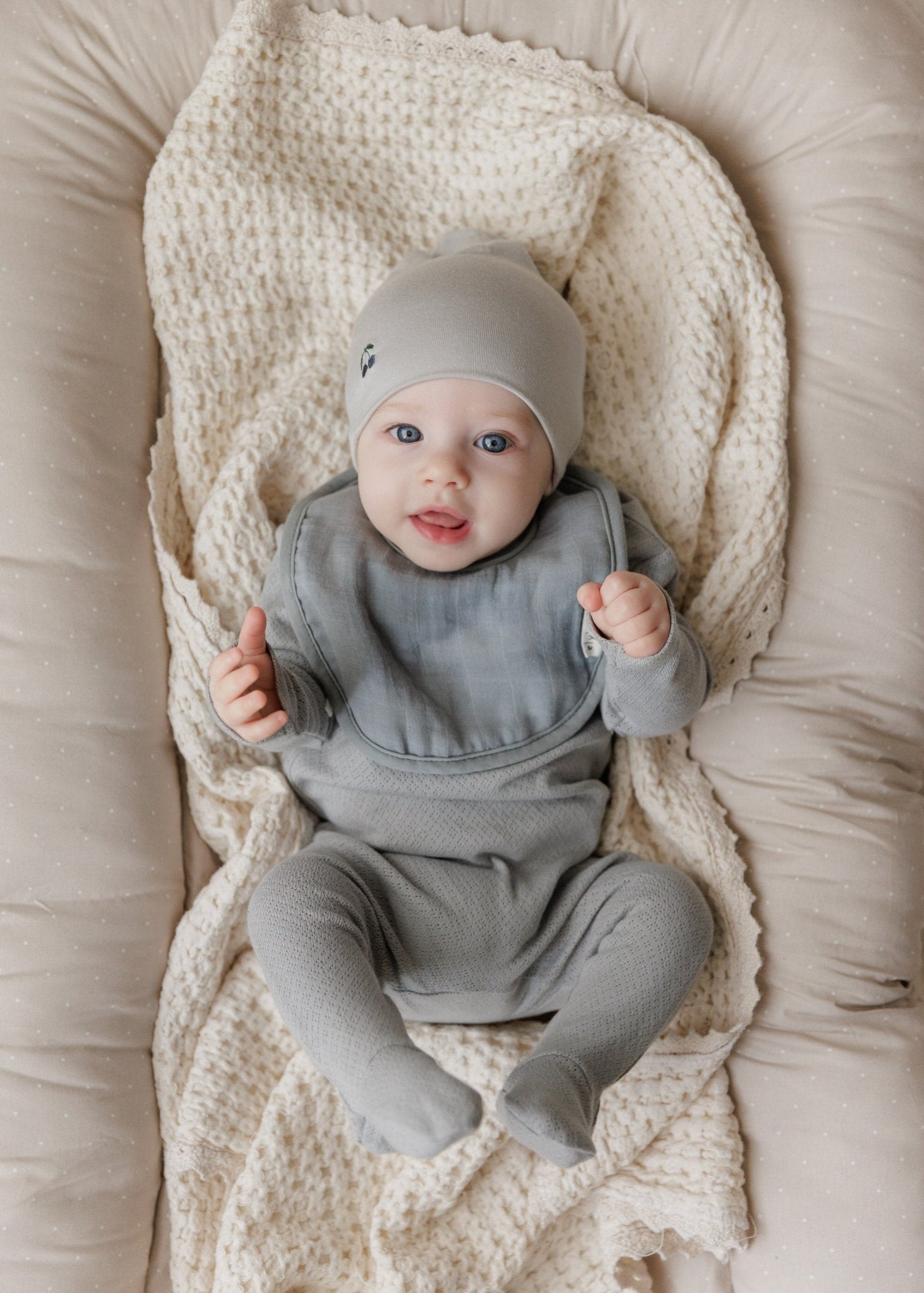 Ely’s & Co. Organic Amore Pointelle Collection Footie & Beanie - Blissful Bundlz