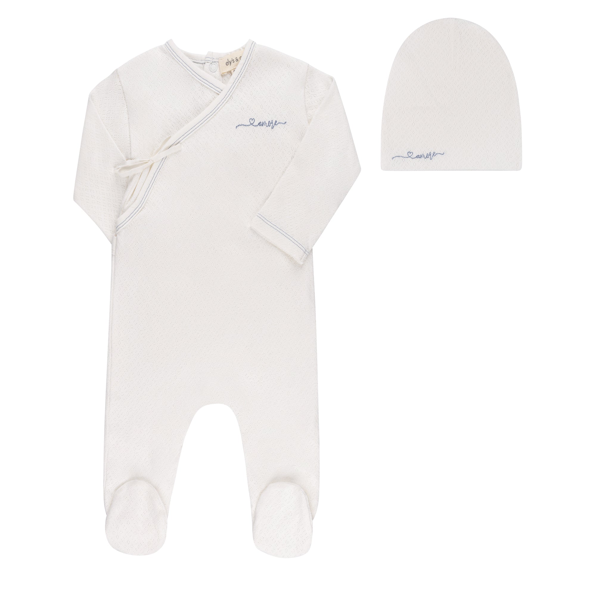 Ely’s & Co. Organic Amore Pointelle Collection Footie & Beanie - Blissful Bundlz