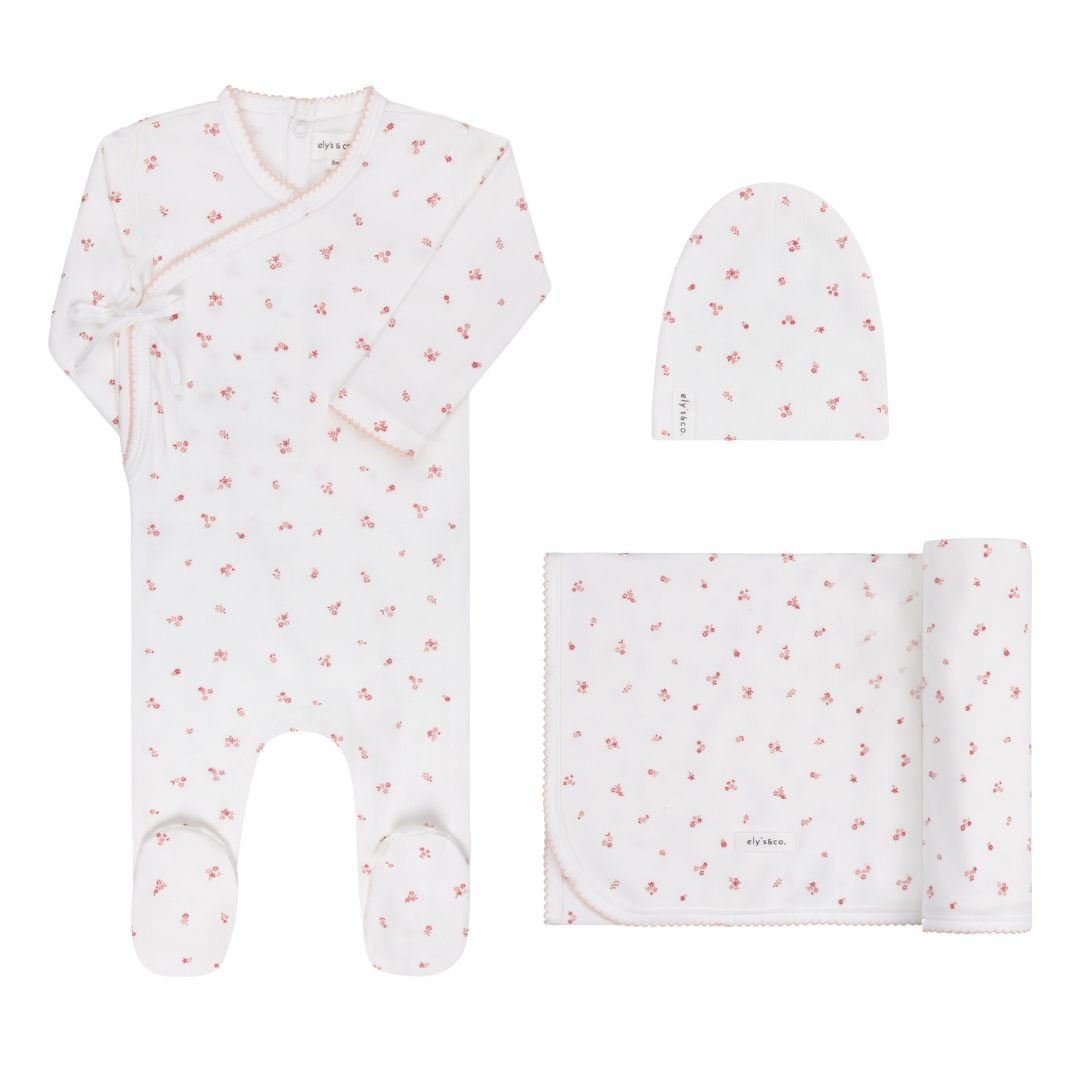 Elys & Co. Organic Cotton Cluster Flower Layette Set - Blissful Bundlz