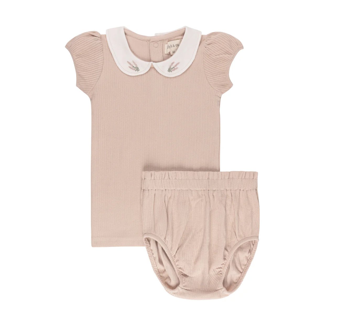 Ely’s & Co. Organic Embroidered Collar Collection 2 Piece Set - Pink Heather - Blissful Bundlz