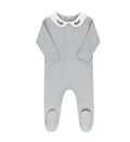 Ely’s & Co. Organic Embroidered Collar Collection Footie - Blue Leaf - Blissful Bundlz