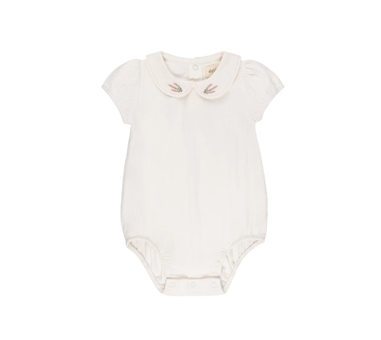 Ely’s & Co. Organic Embroidered Collar Collection Romper - Ivory Heather - Blissful Bundlz