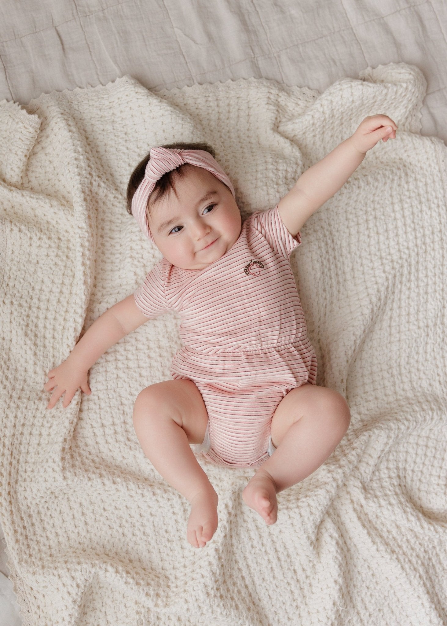 Ely’s & Co. Pink Metallic Stripe Collection Romper - Blissful Bundlz