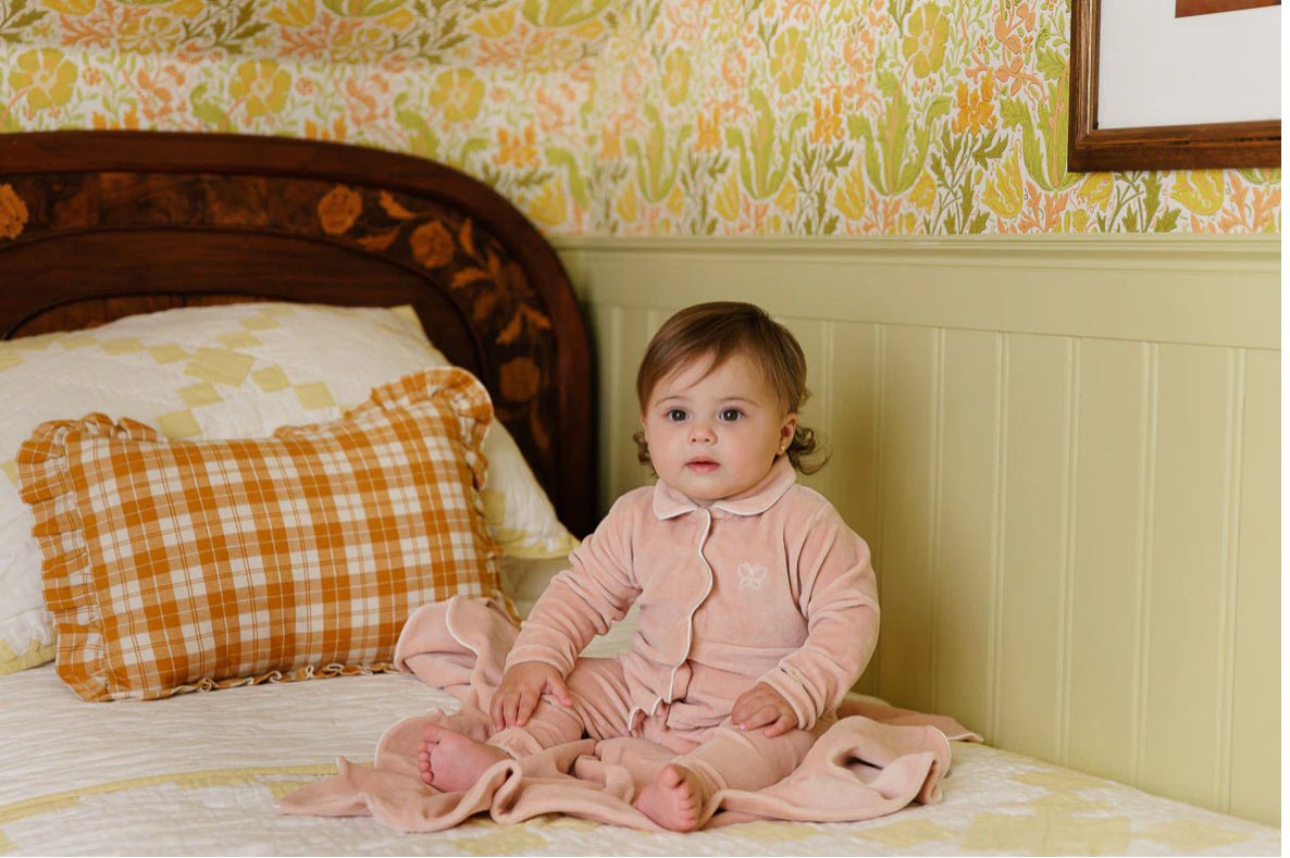 Elys & Co. Pink Velour Embroidered Butterfly Lounge Set - Blissful Bundlz