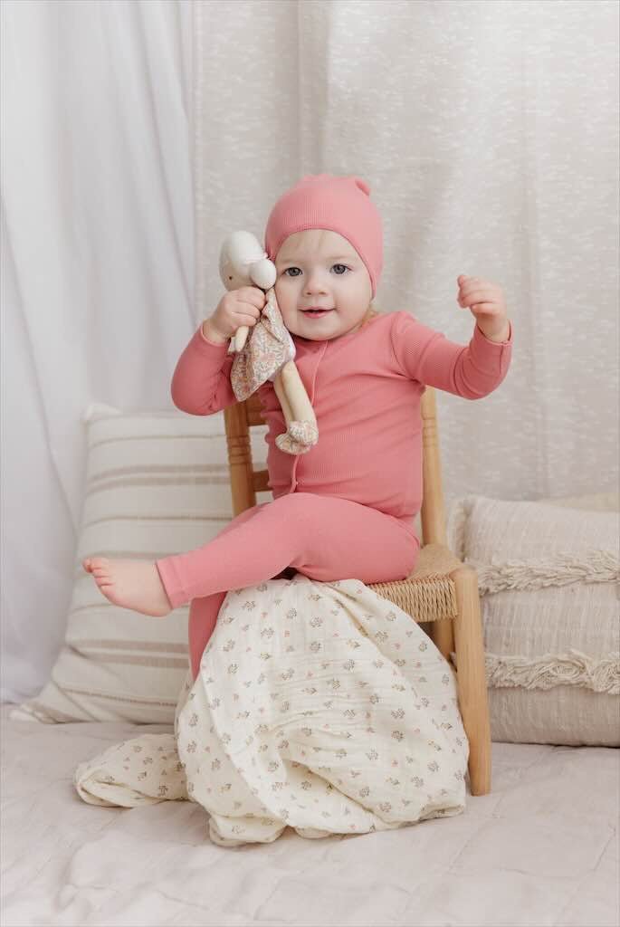 Ely’s & Co. Ribbed Cardigan Baby Set & Beanie - Closed Feet - Blissful Bundlz