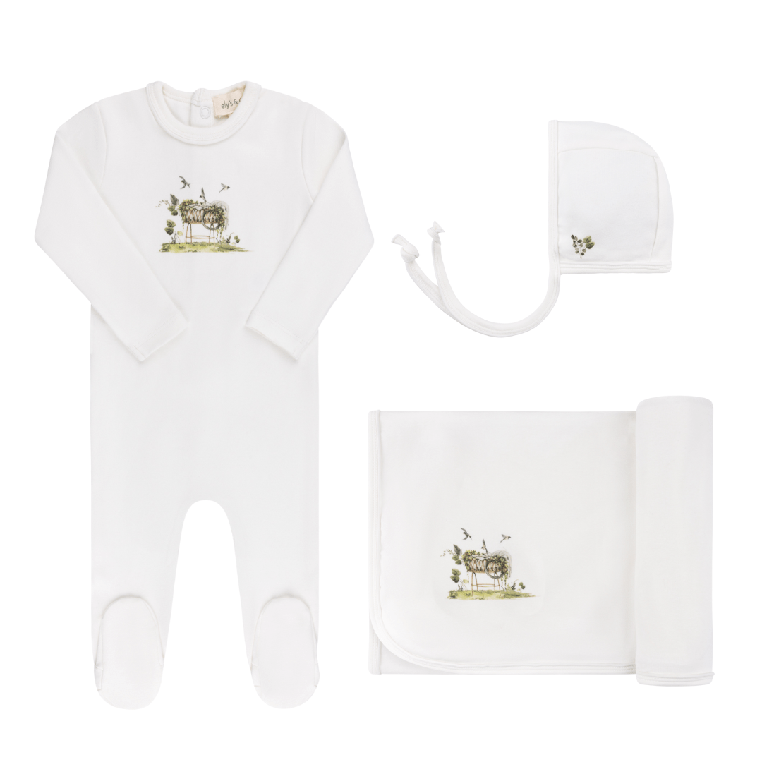 Ely’s & Co. Watercolor Cradle Collection 3 Pc Layette Set - Ivory Boys - Blissful Bundlz