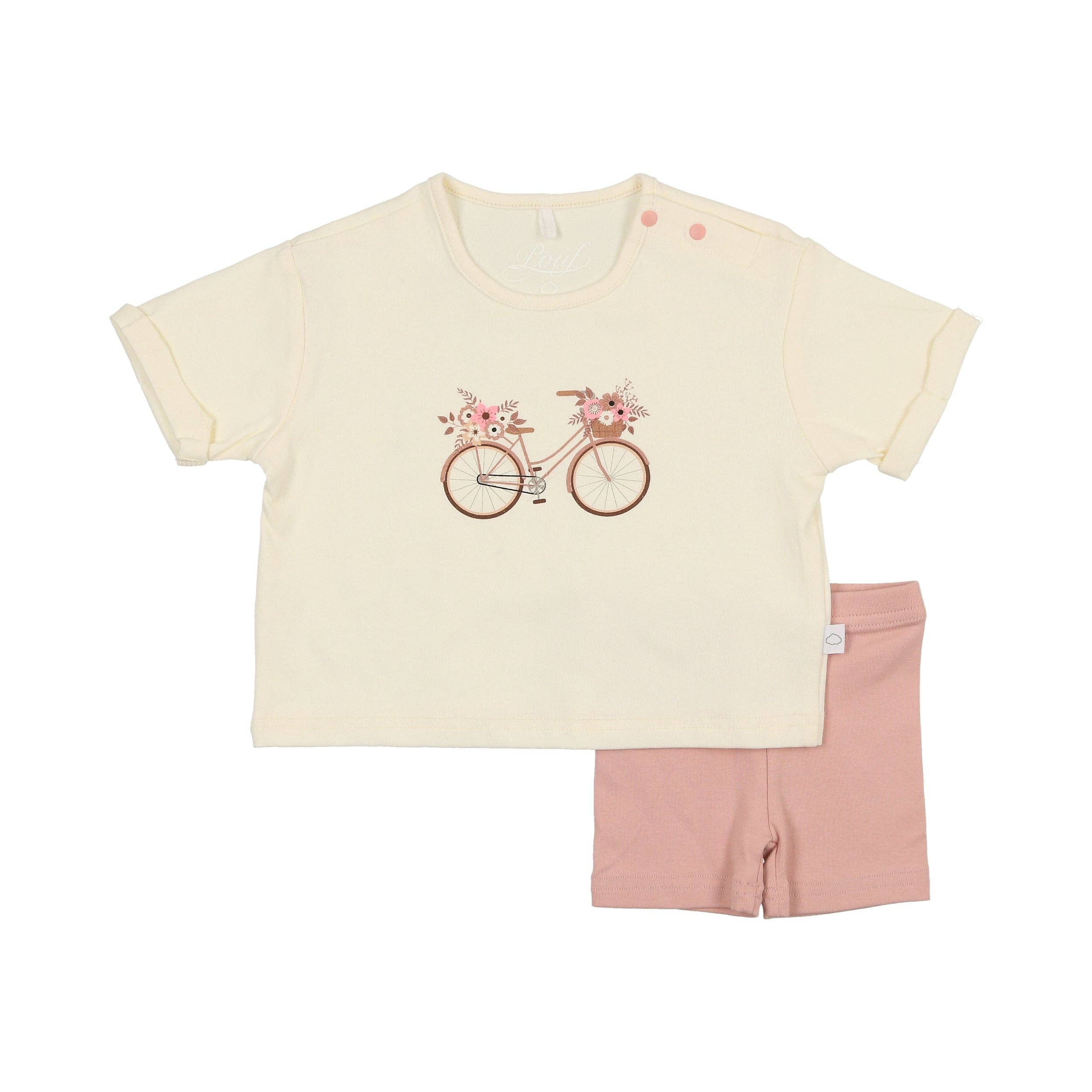 Pouf Baby Bicycle Set- White/Pink