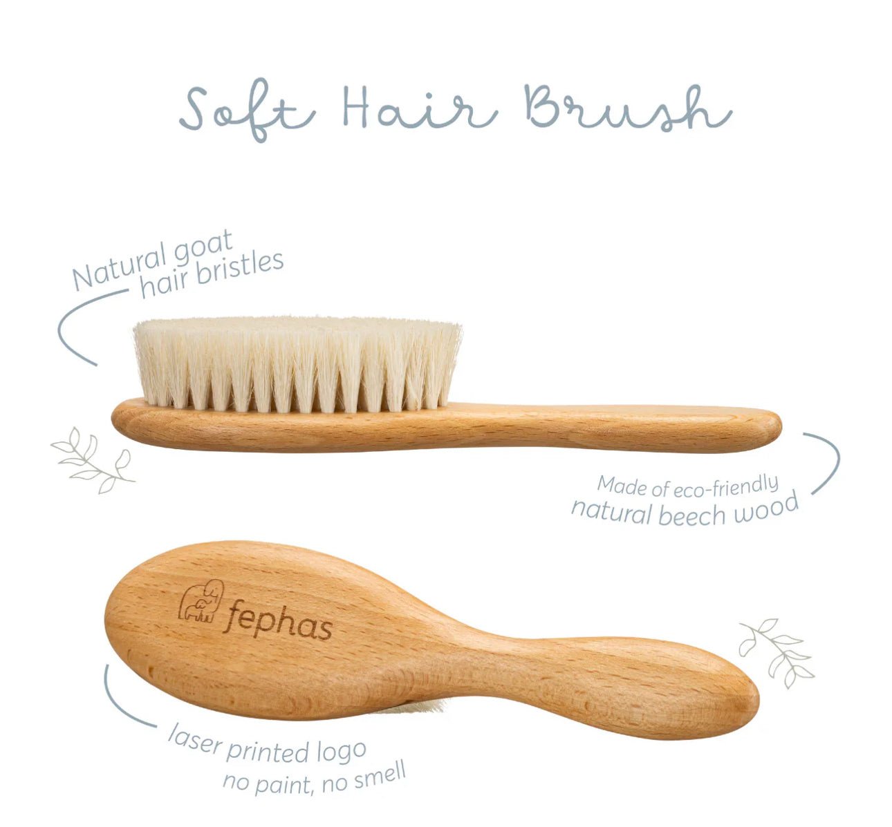 Fephas Goat Hair and Silicone Baby Brush - Blissful Bundlz