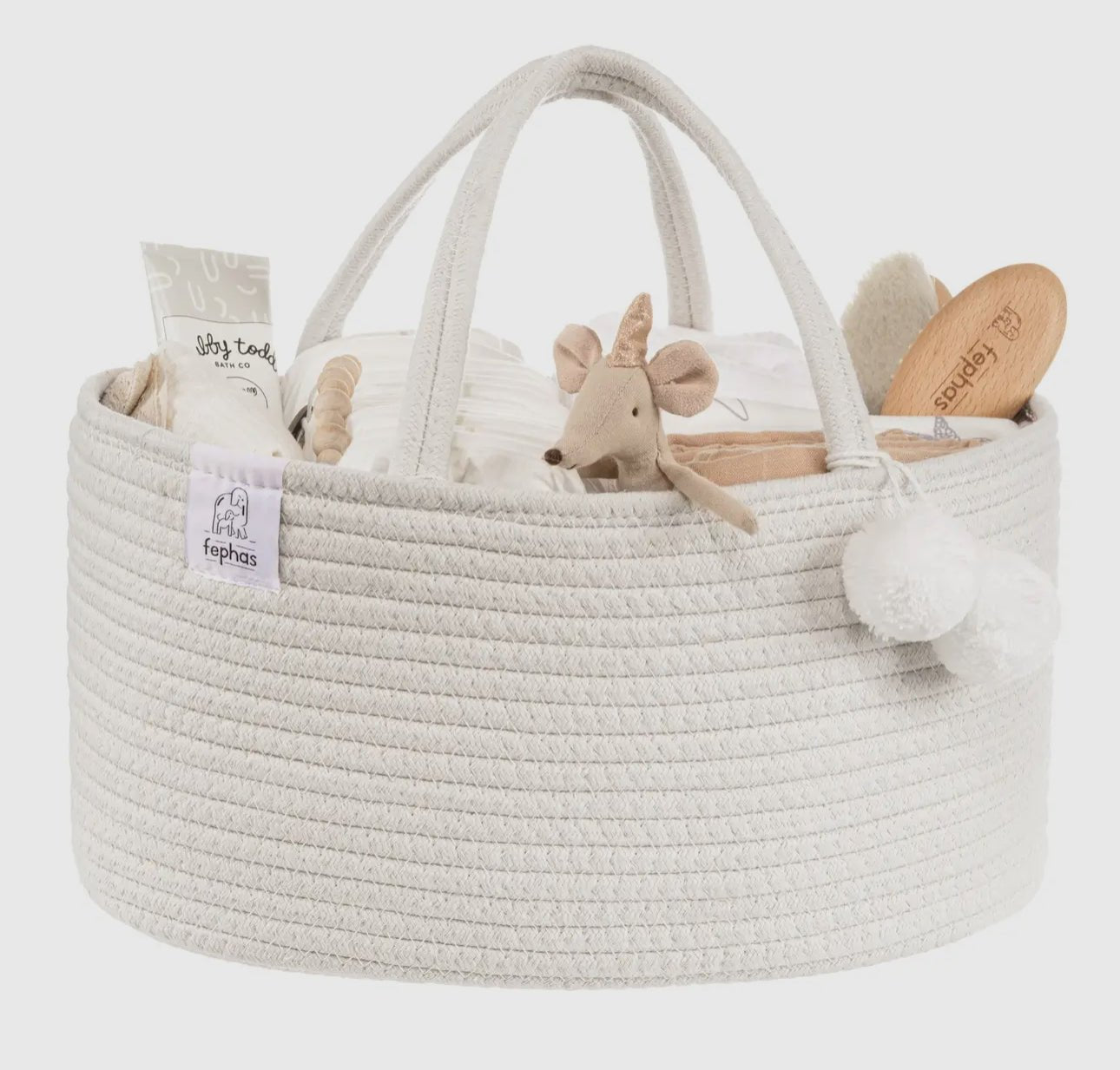 Fephas Rope Diaper Caddy – Off White nursery storage organizer and baby shower gift.