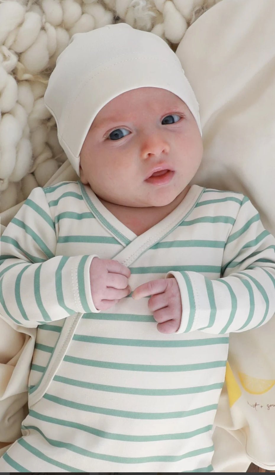 Heart + Soul Green Striped Footie & Bonnet - Blissful Bundlz