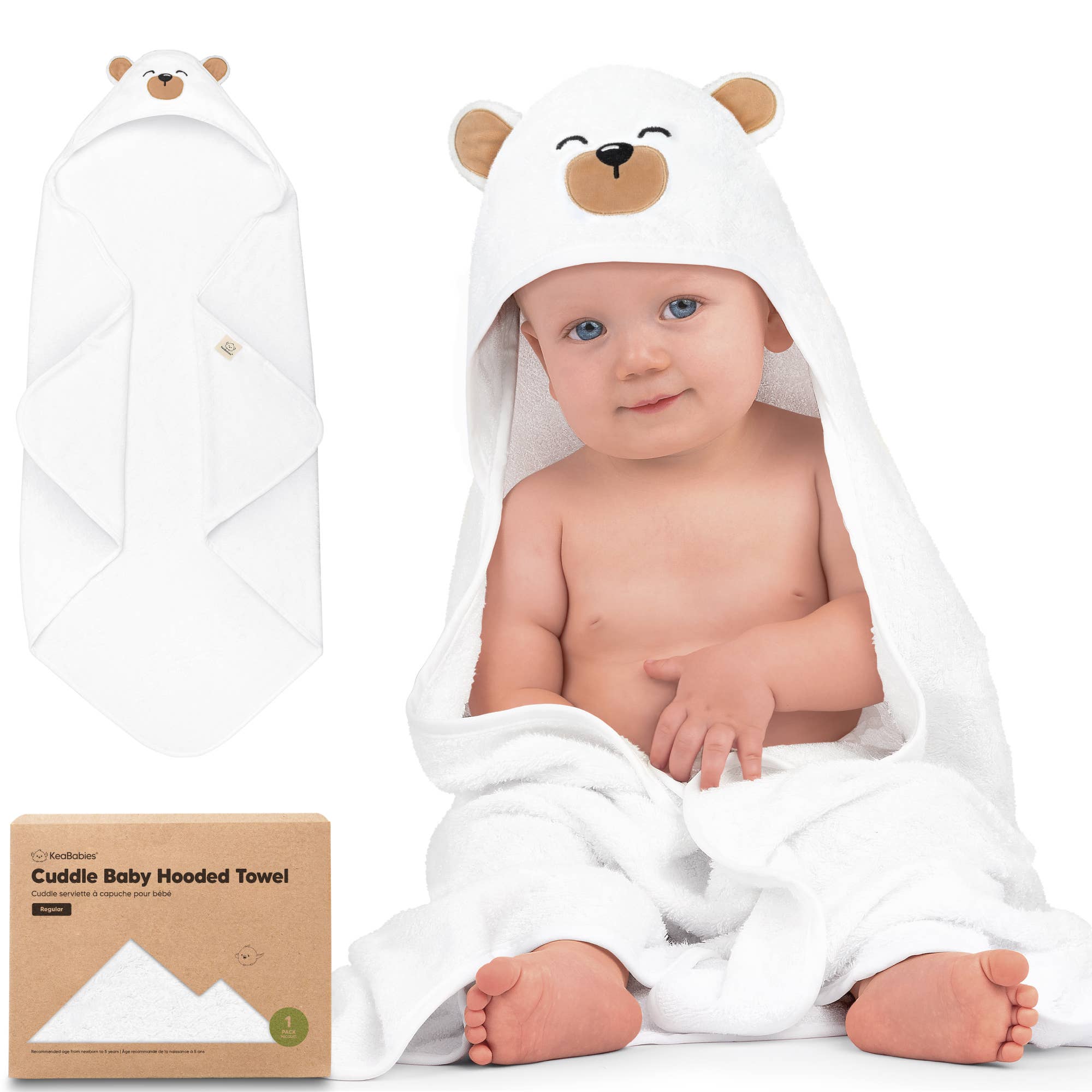 KeaBabies Cuddle Grizzly Baby Hooded Towel - Towel