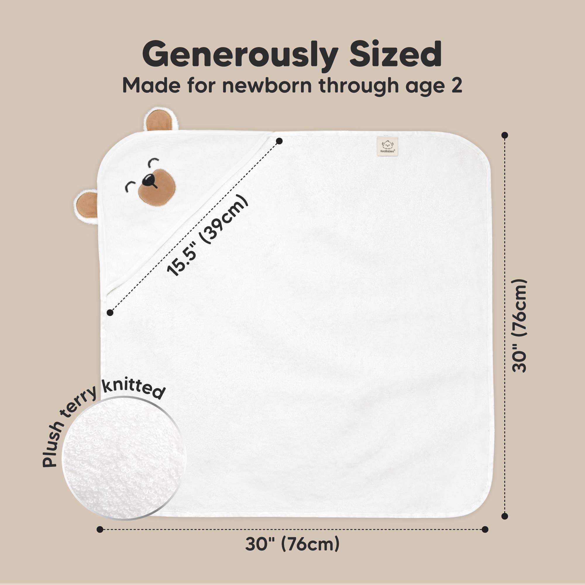 KeaBabies Cuddle Grizzly Baby Hooded Towel - Towel
