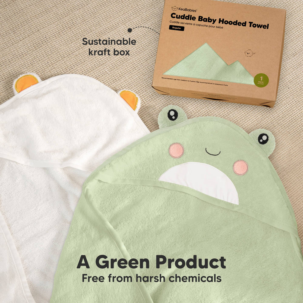 KeaBabies Frog Cuddle Baby Hooded Towel - Towel