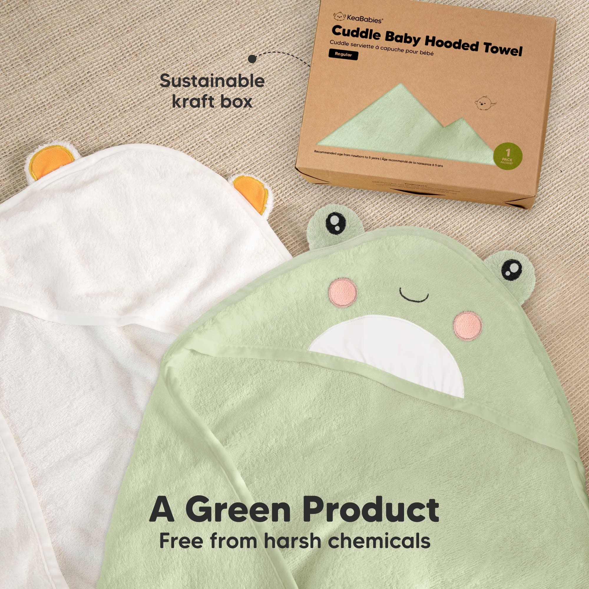 KeaBabies Frog Cuddle Baby Hooded Towel - Towel