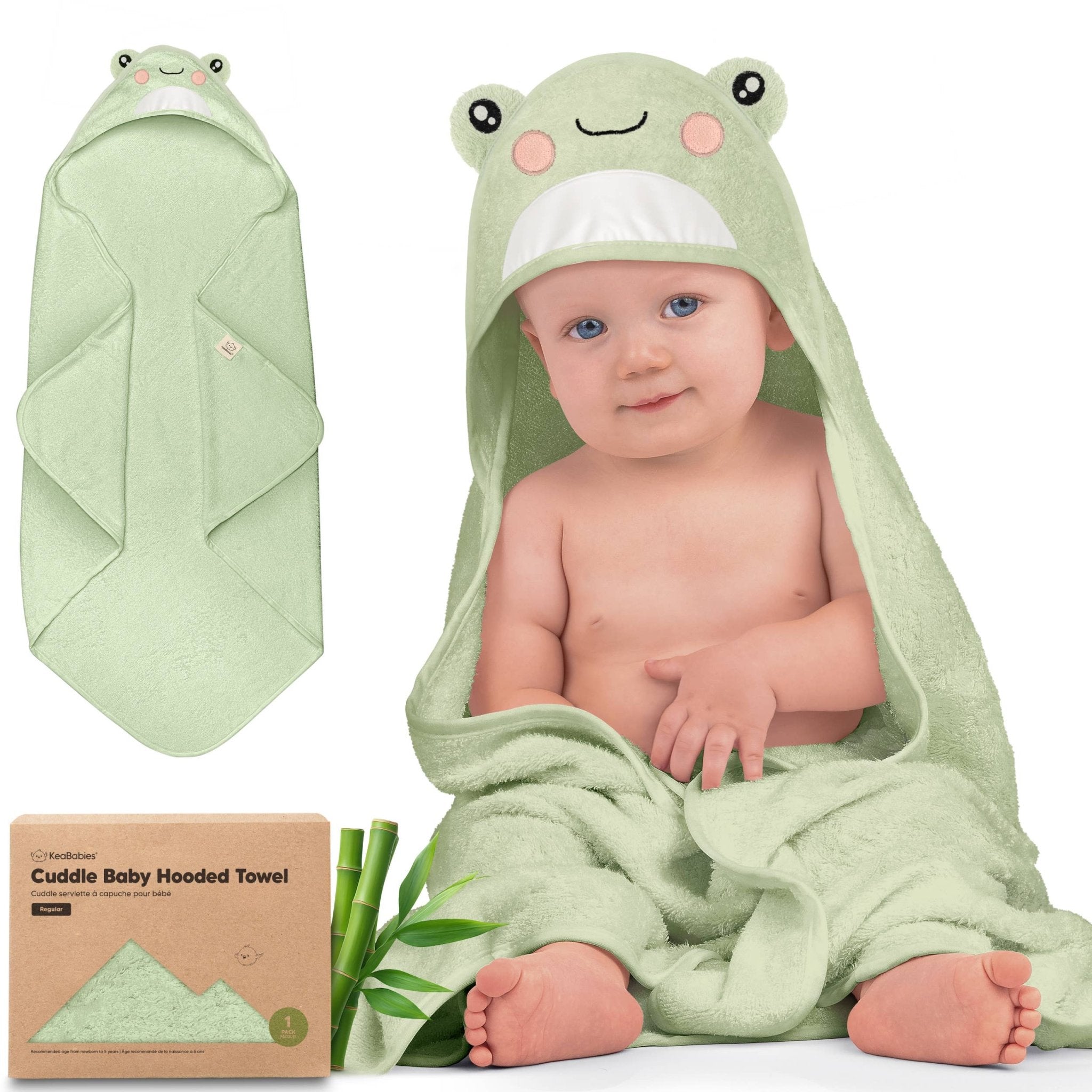 KeaBabies Frog Cuddle Baby Hooded Towel - Towel