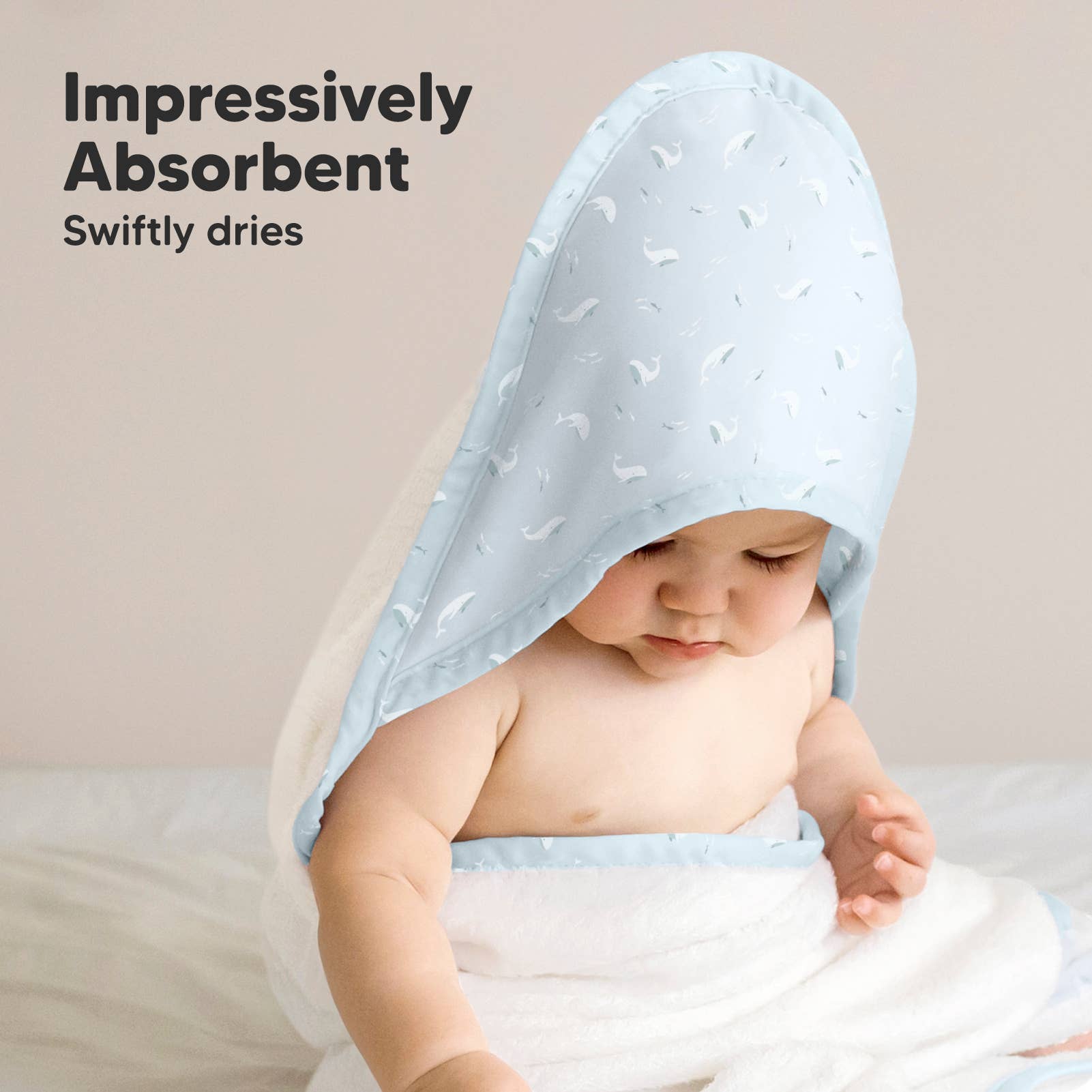KeaBabies Luxe Baby Blue Whale Hooded Towel - Towel