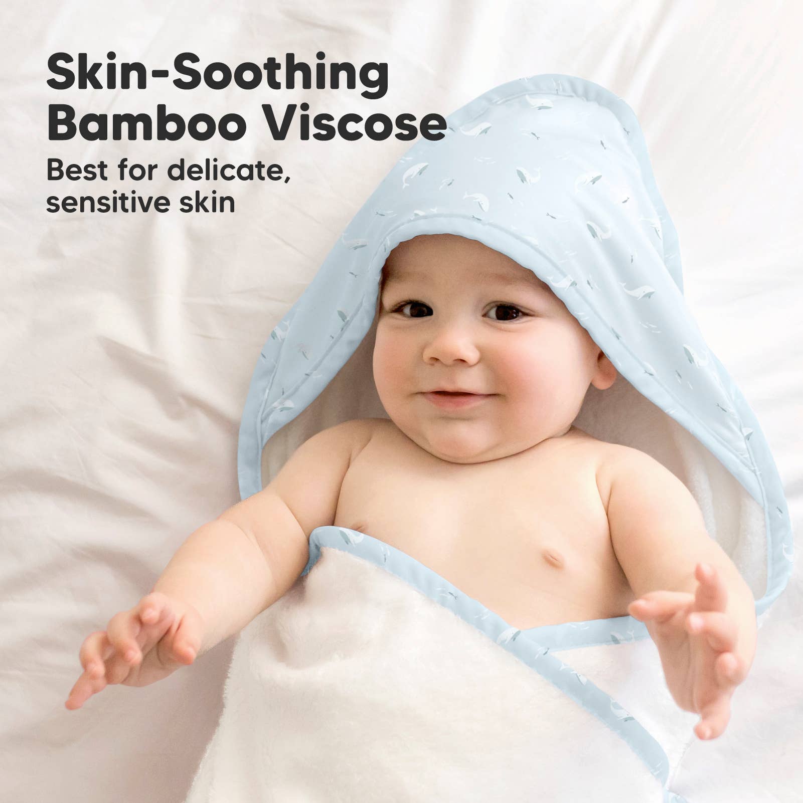 KeaBabies Luxe Baby Blue Whale Hooded Towel - Towel