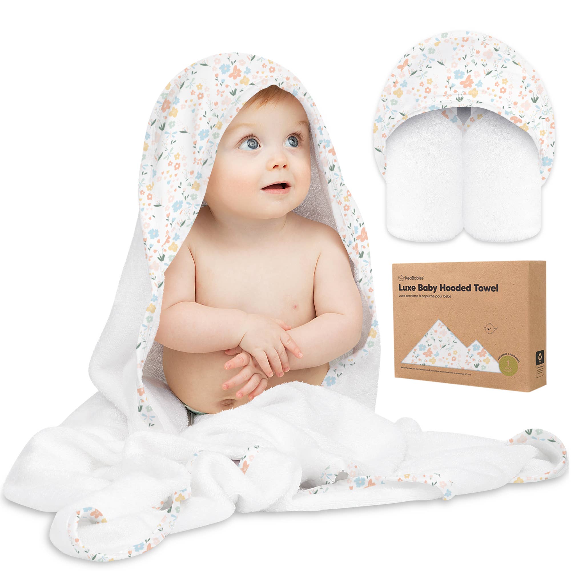 KeaBabies Luxe Floral Baby Hooded Towel - Towel