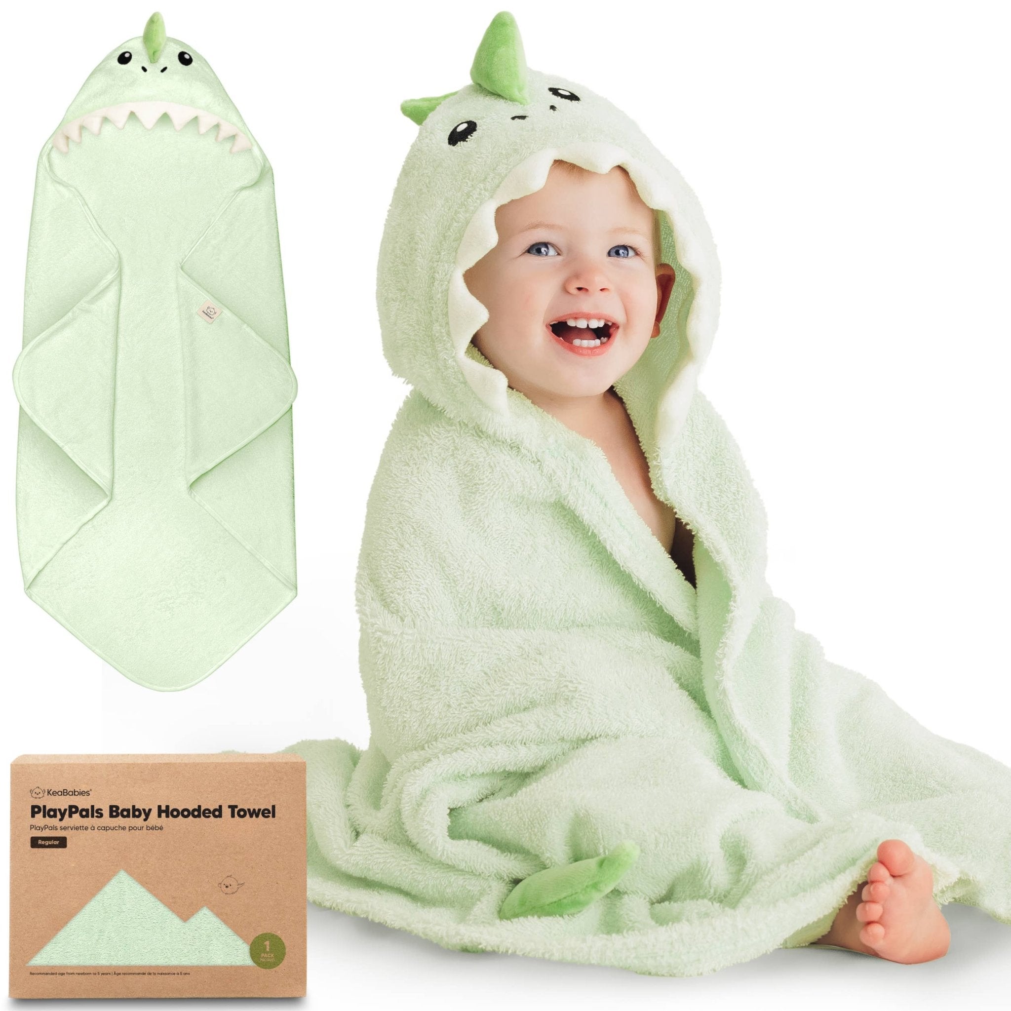 KeaBabies Playpals Dino Hooded Baby Bath Towel - Towel