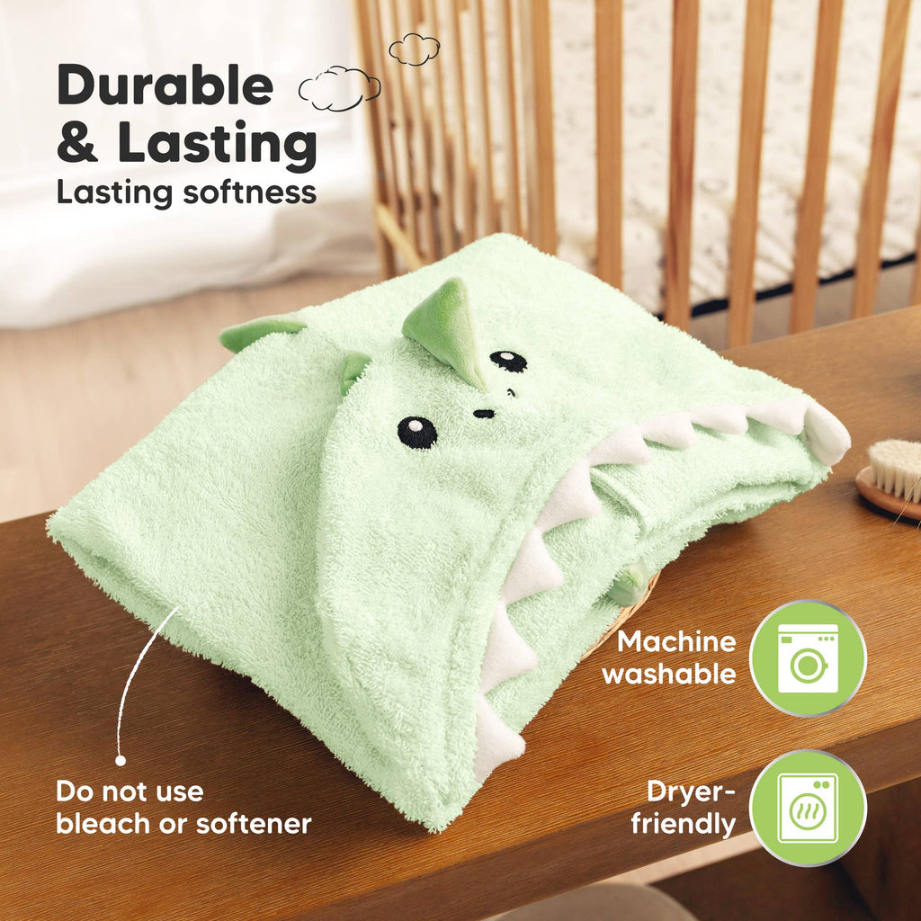KeaBabies Playpals Dino Hooded Baby Bath Towel - Towel
