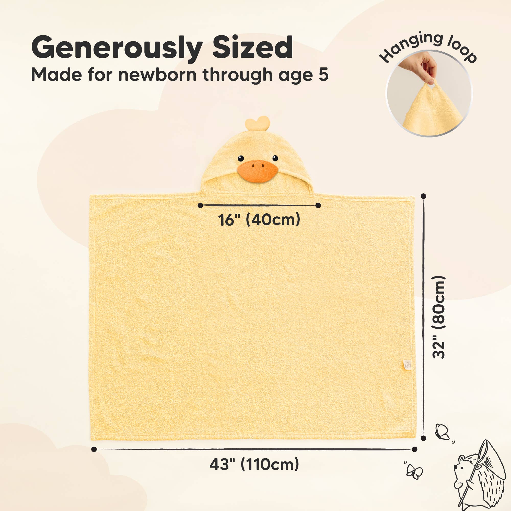 KeaBabies Playpals Duck Hooded Baby Bath Towel - Towel