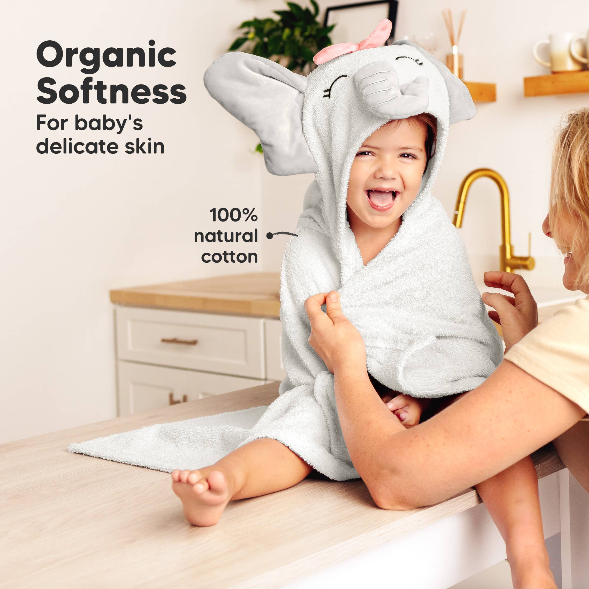KeaBabies Playpals Elephant Hooded Baby Bath Towel - Towel