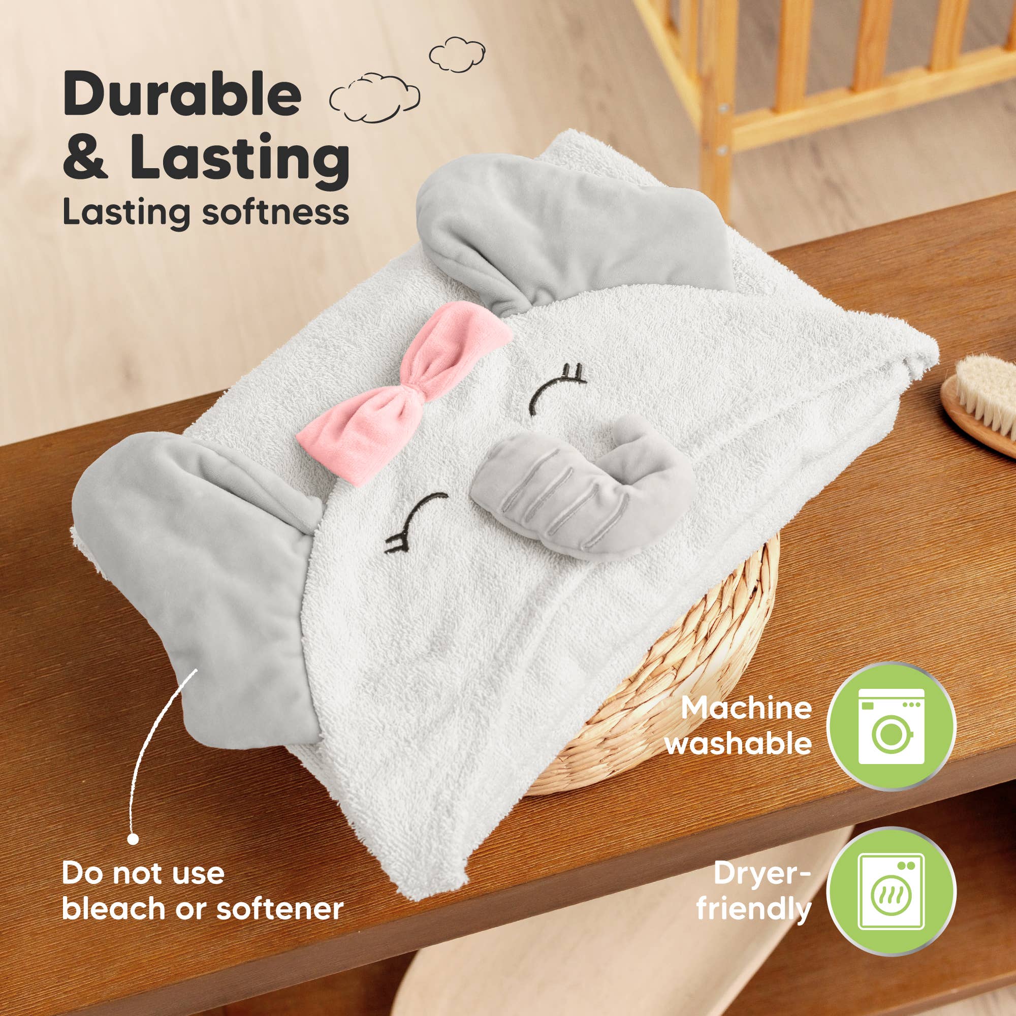 KeaBabies Playpals Elephant Hooded Baby Bath Towel - Towel
