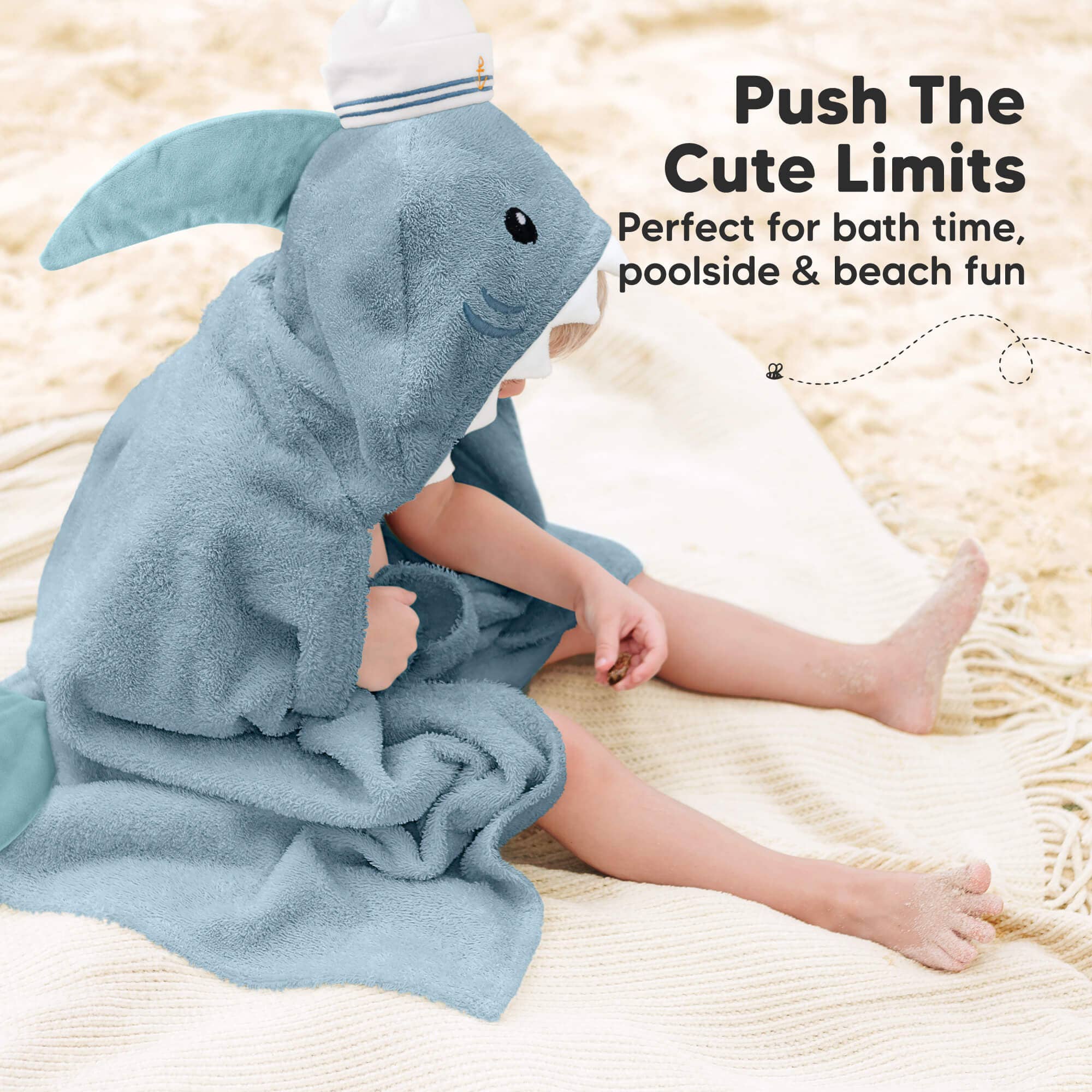 KeaBabies Playpals Sharky Hooded Baby Bath Towel - Towel