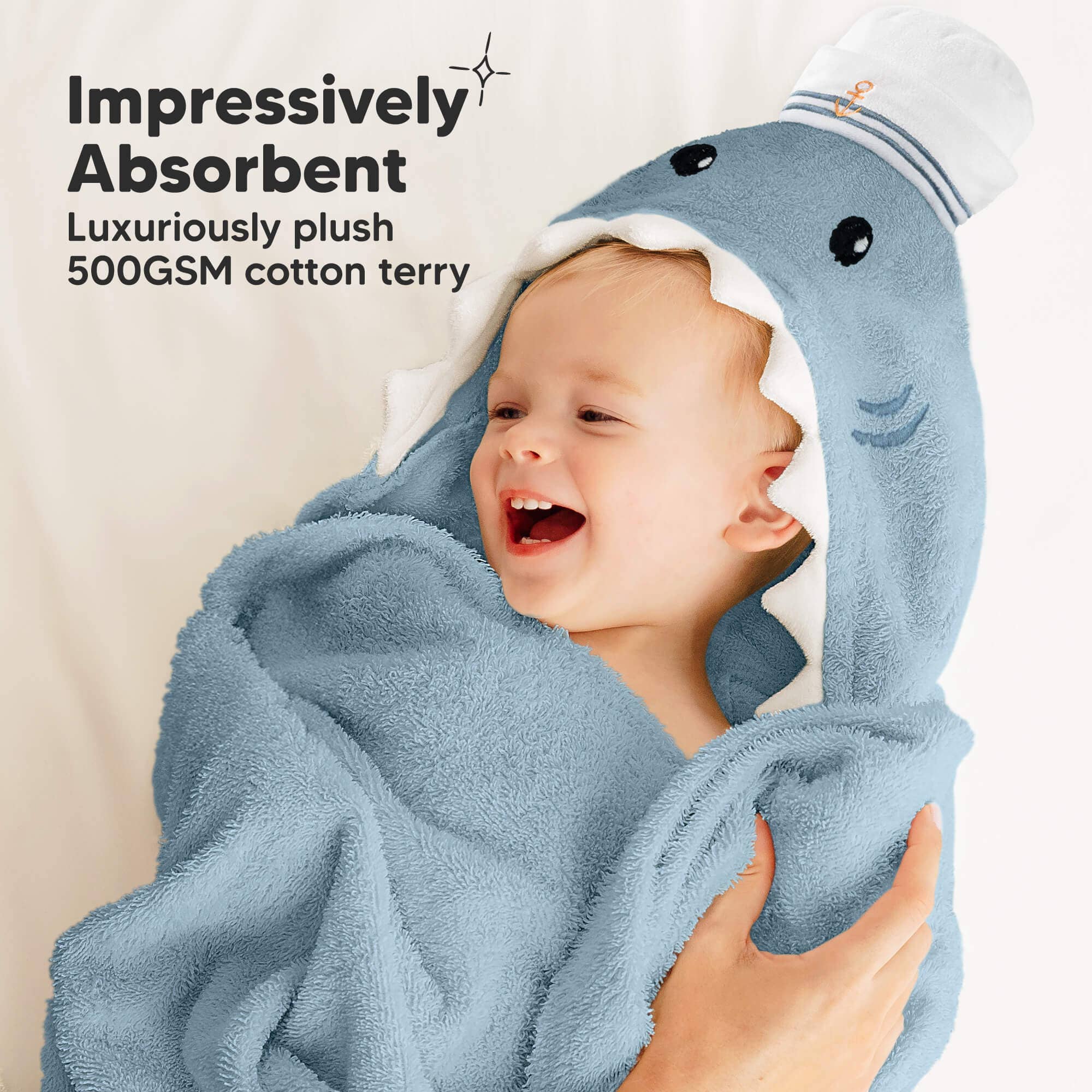 KeaBabies Playpals Sharky Hooded Baby Bath Towel - Towel