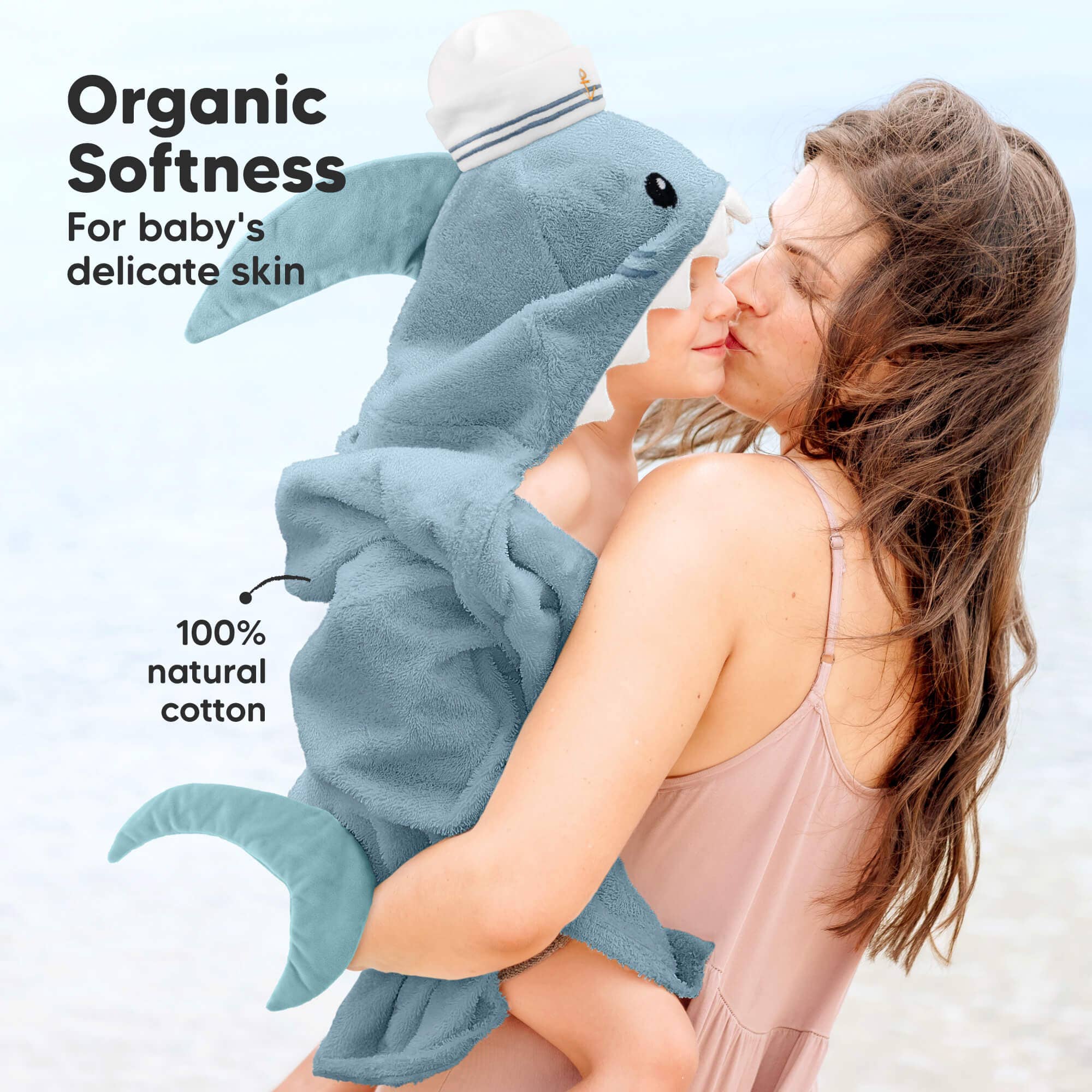 KeaBabies Playpals Sharky Hooded Baby Bath Towel - Towel