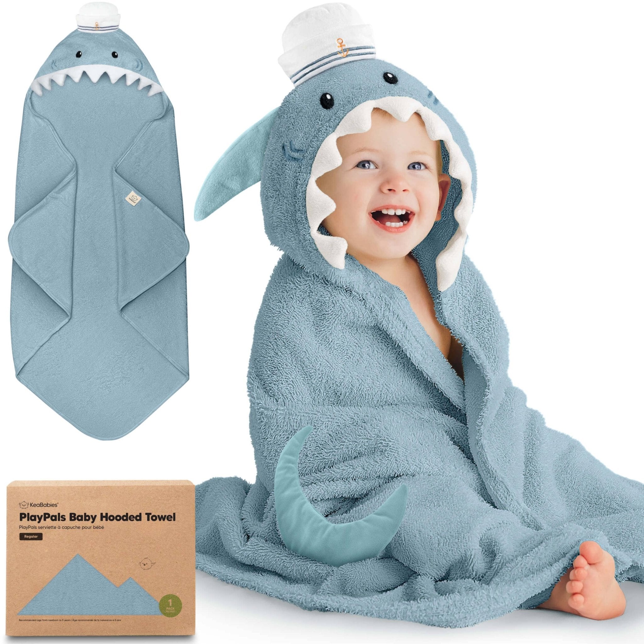 KeaBabies Playpals Sharky Hooded Baby Bath Towel - Towel