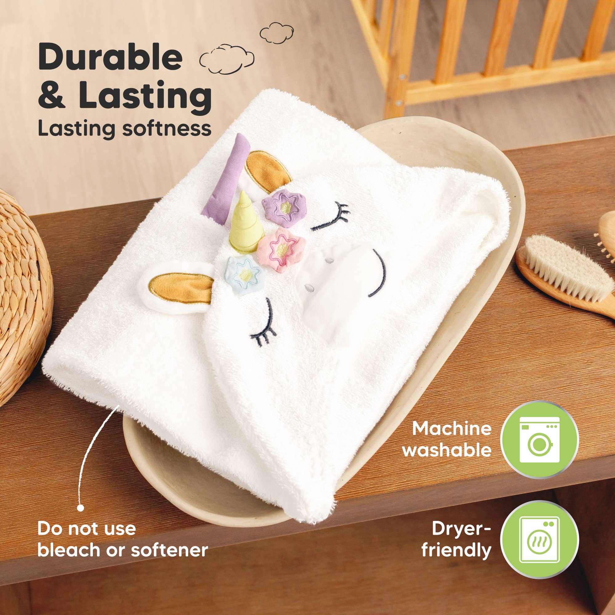 KeaBabies Playpals Unicorn Hooded Baby Bath Towel - Towel