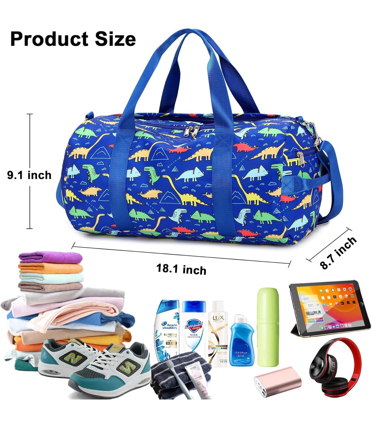 Kids Duffle Bag with Dinosaurs - Blissful Bundlz