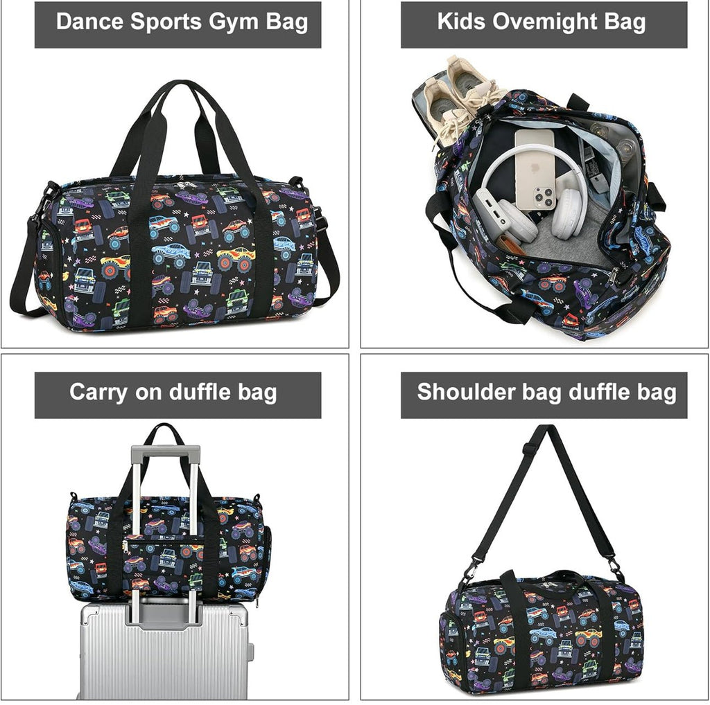 Kids Duffle Bag with Monster Cars - Blissful Bundlz