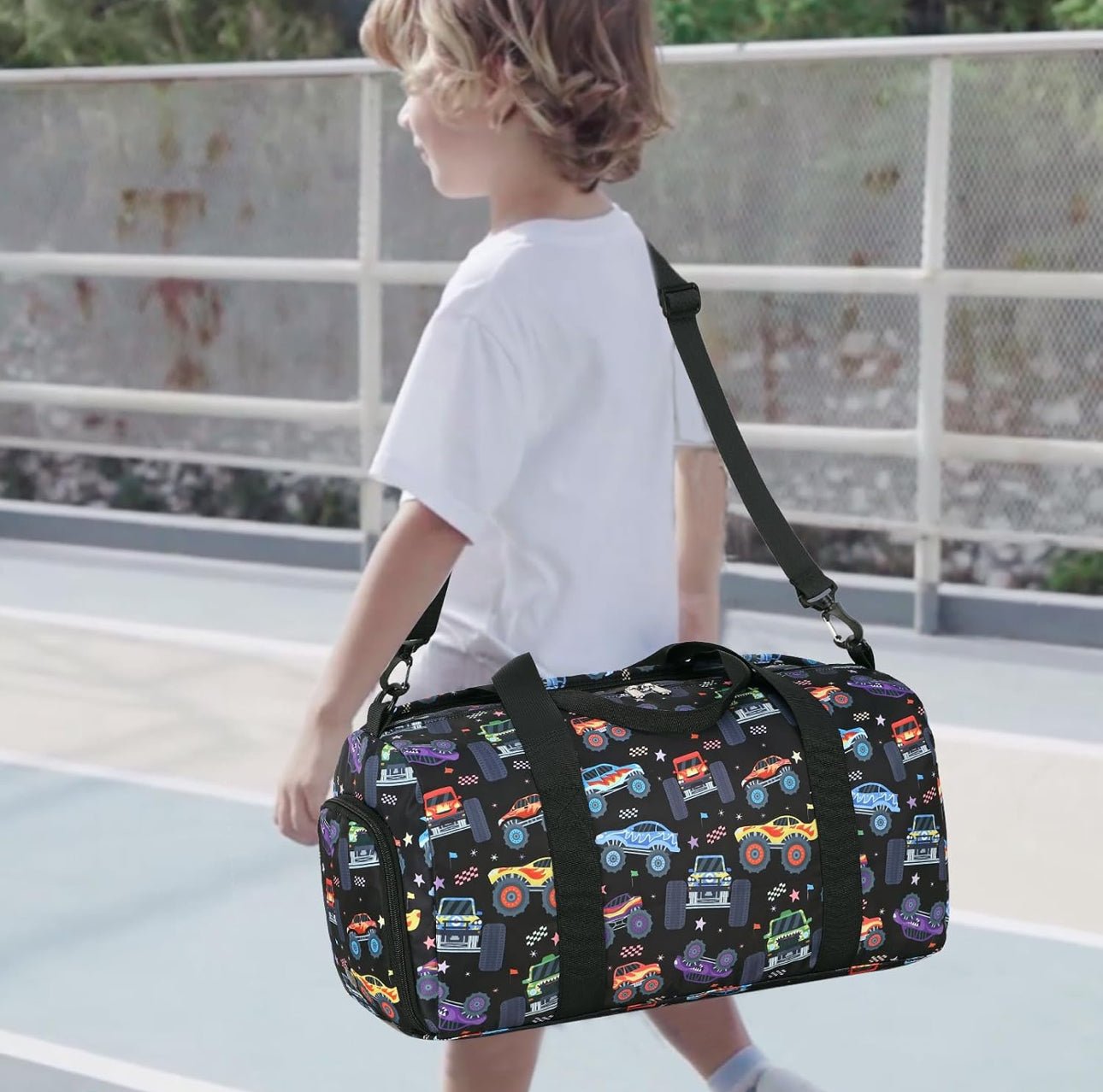 Kids Duffle Bag with Monster Cars - Blissful Bundlz