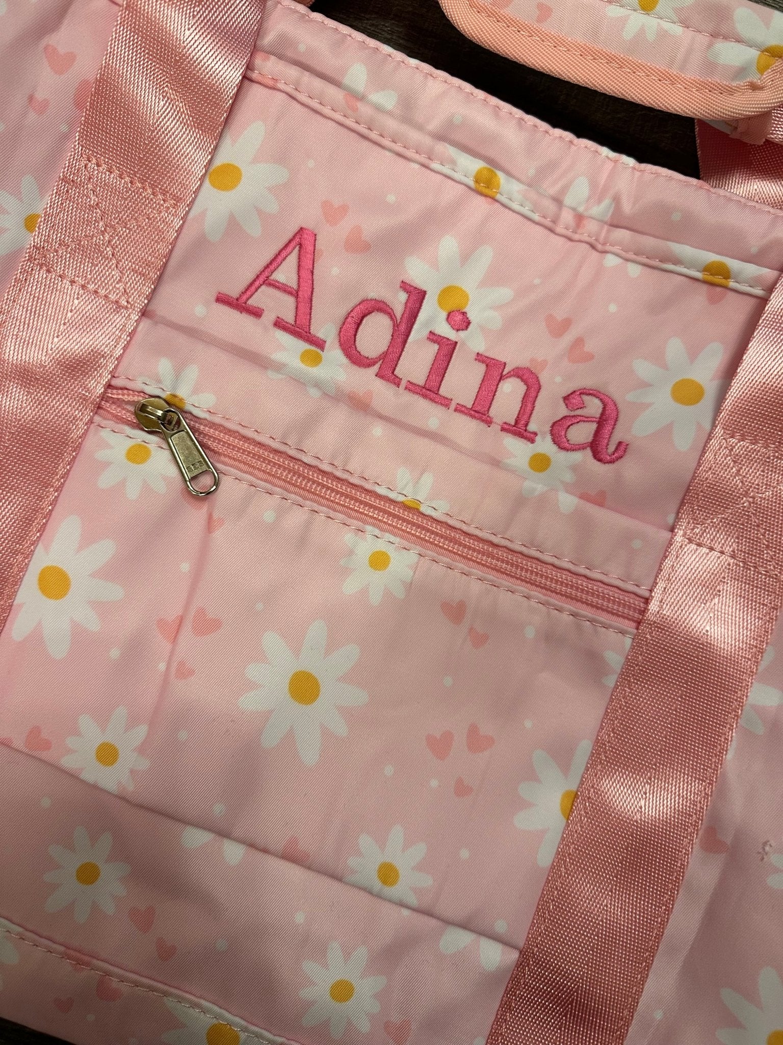 Kids Duffle Bag with Pink Daisys - 