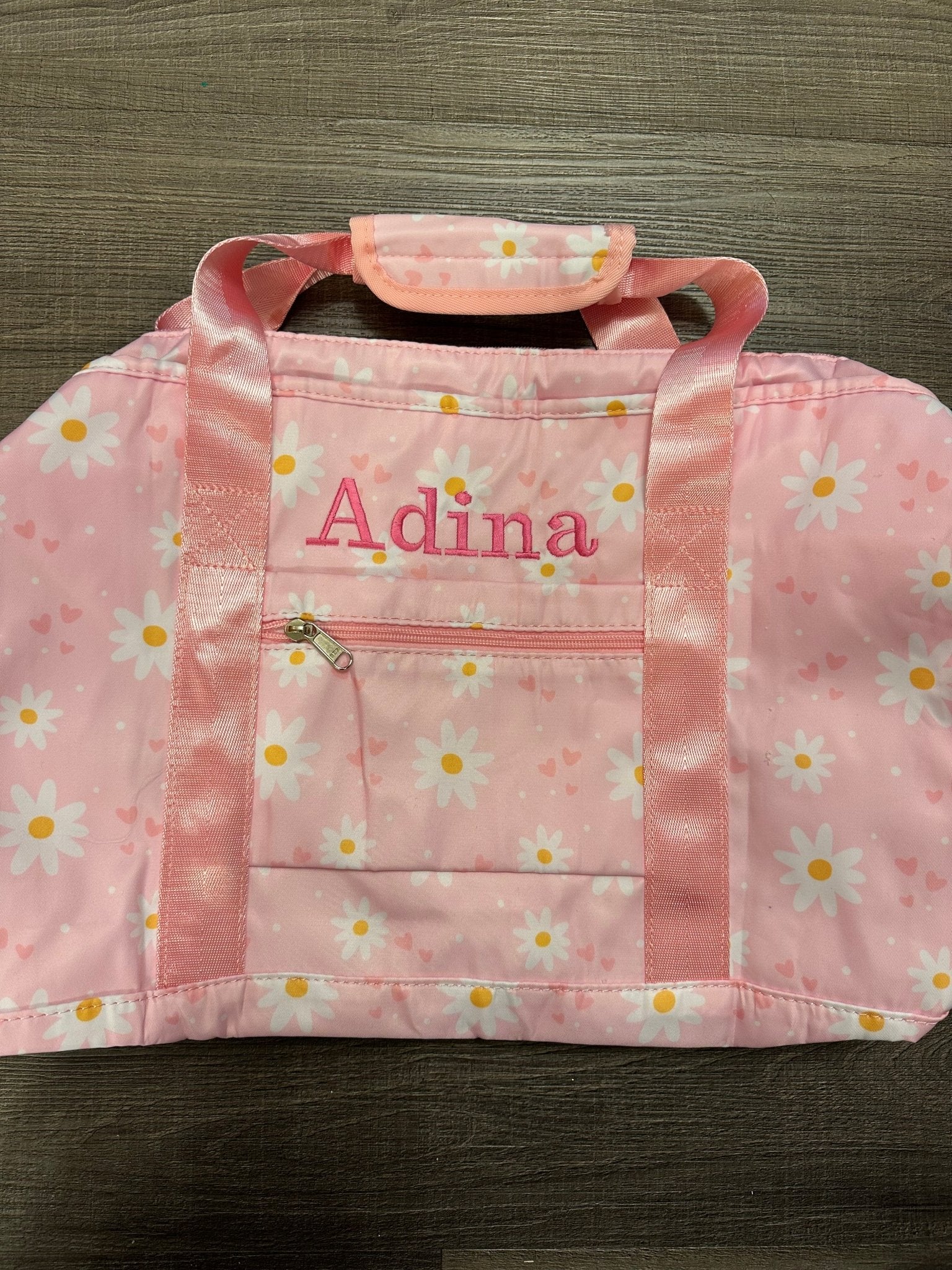Kids Duffle Bag with Pink Daisys - 