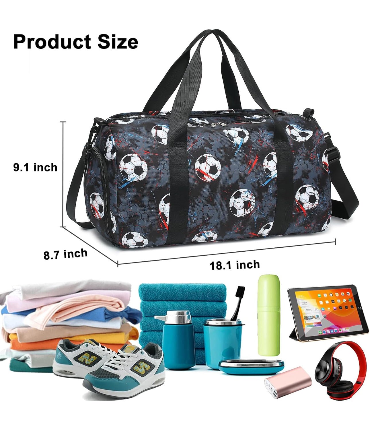 Kids Duffle Bag with Soccer Balls - Blissful Bundlz