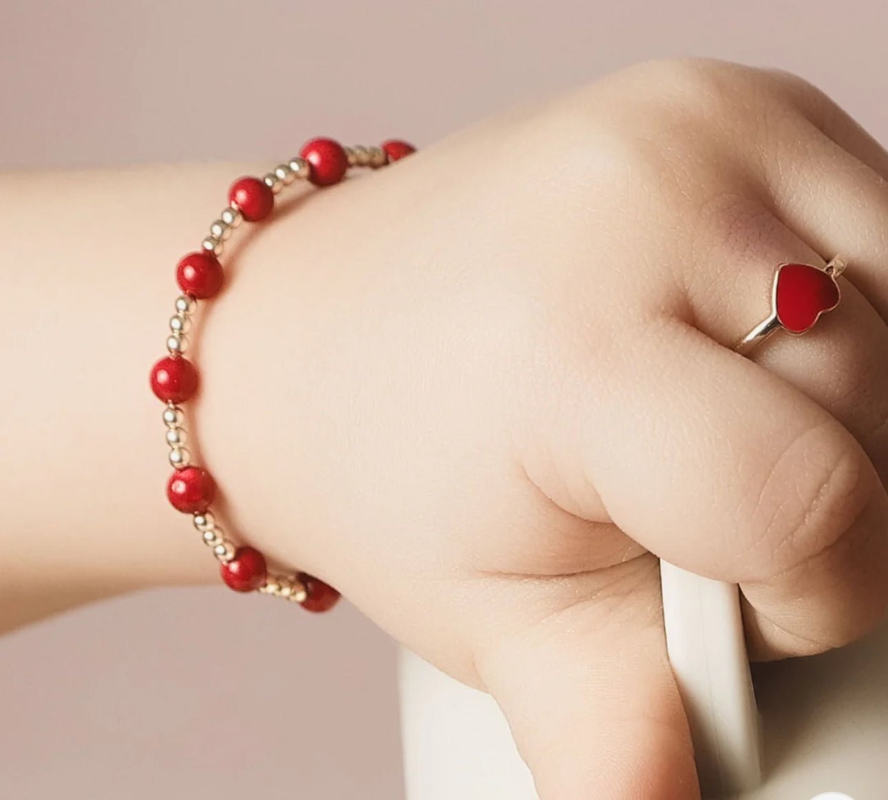 Baby shower gift idea – Lil Charms Gold and Red Baby Bracelet