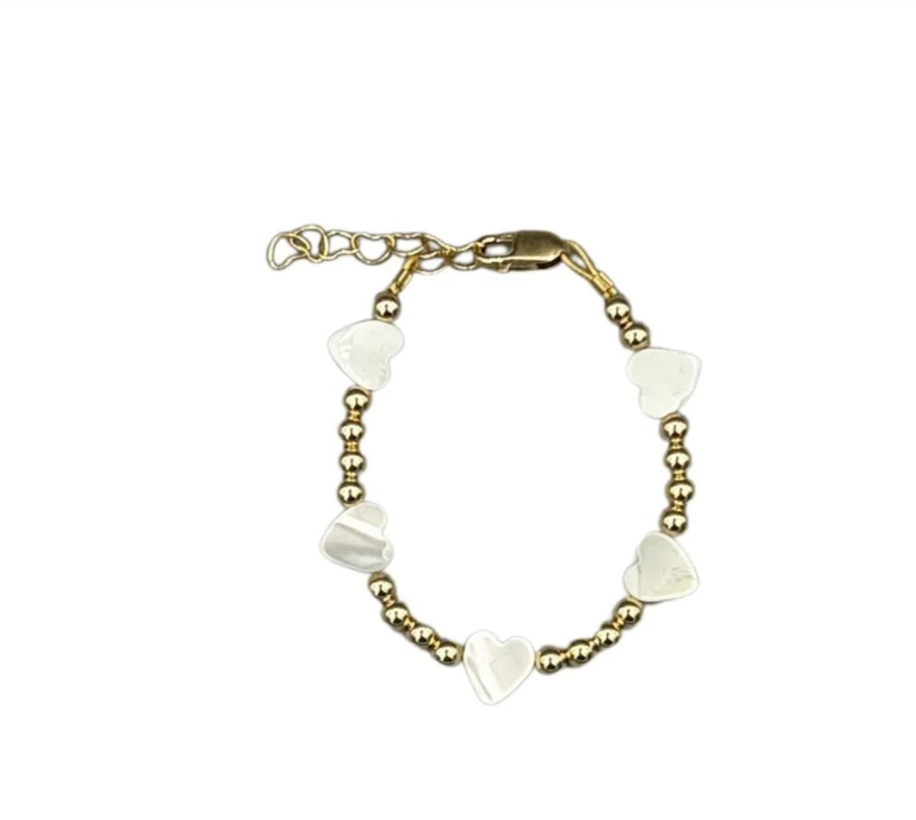 Lil Charms Gold White Hearts Bracelet - Jewelry